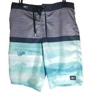 O'Neill Board Shorts Mens 32 Unlined Swim Trunks Blue Black Gray